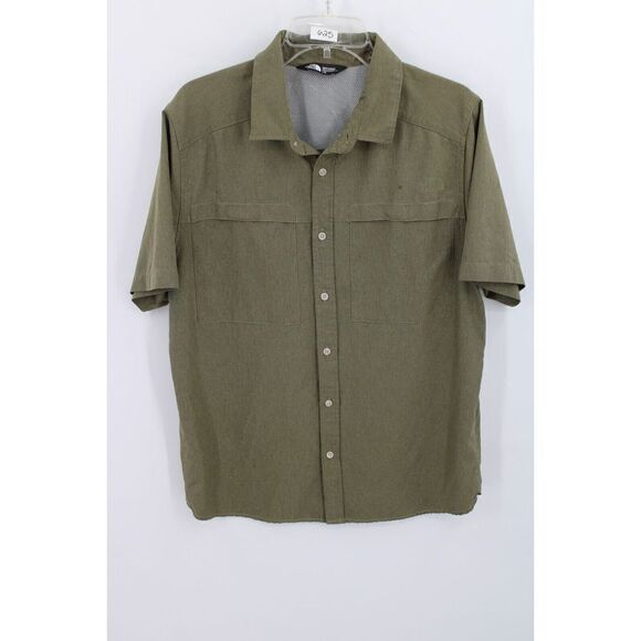 The North Face Vented Button Front Mens Large Army Green Short Sleeve Shirt. - Picture 1 of 6